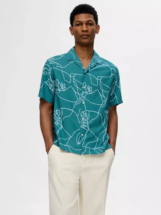 

Рубашка SELECTED HOMME Resort, цвет blue/white