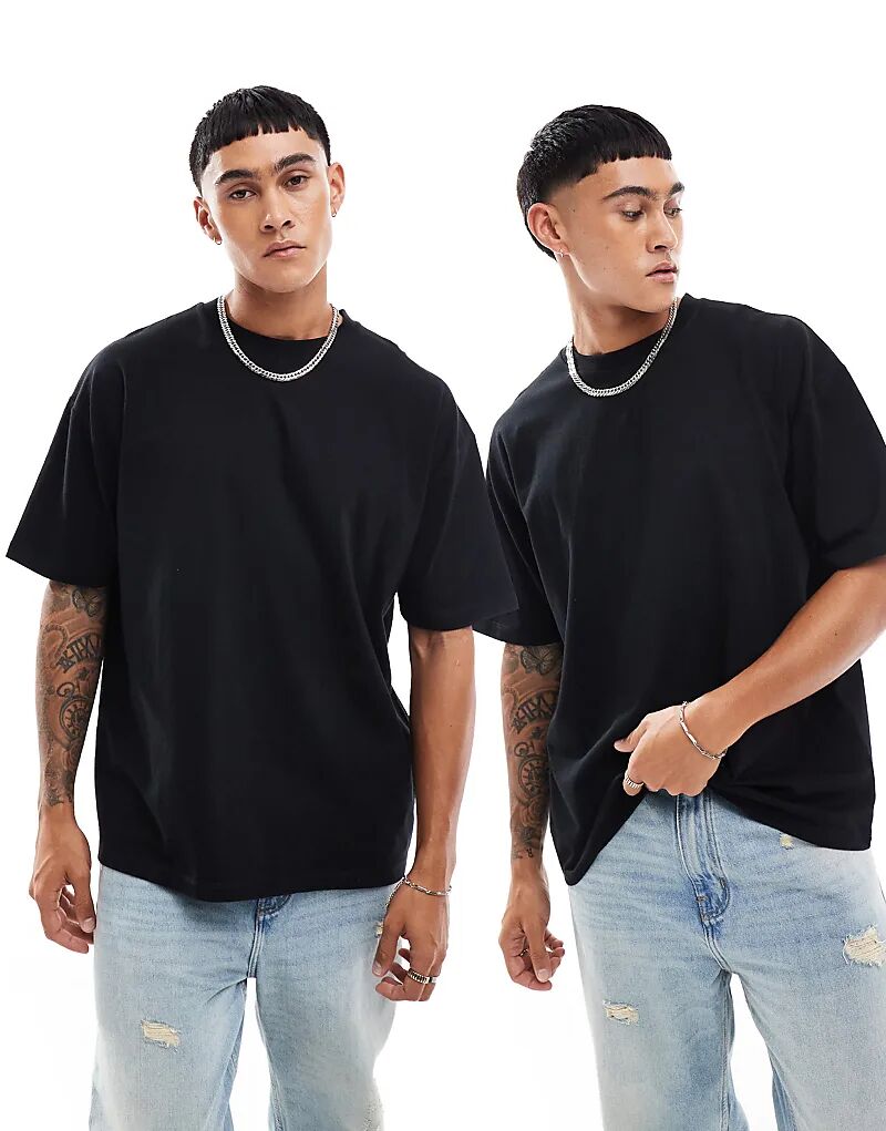 

Упаковка из 2 футболок оверсайз черного цвета ASOS DESIGN