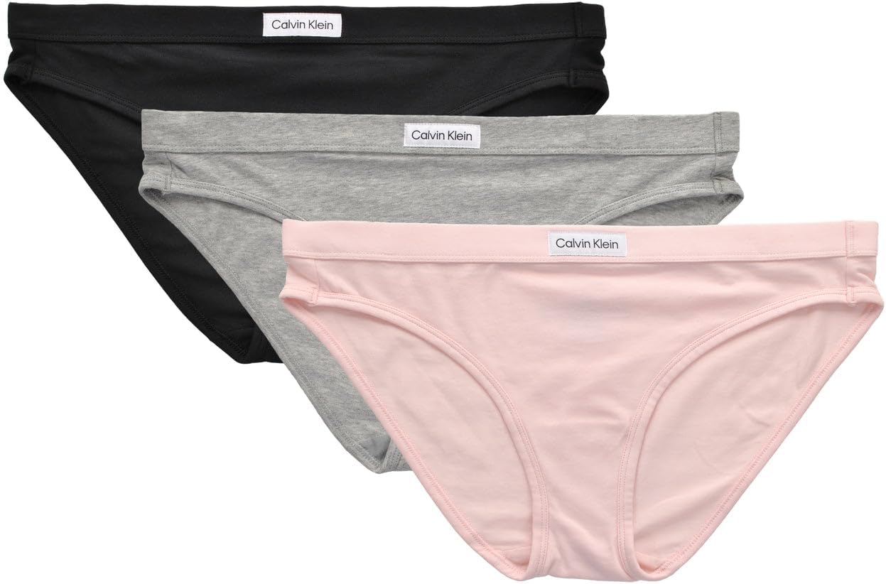 

Комплект из 3 женских трусиков-бикини Calvin Klein из хлопка и эластичного материала, Black/Grey/Pink