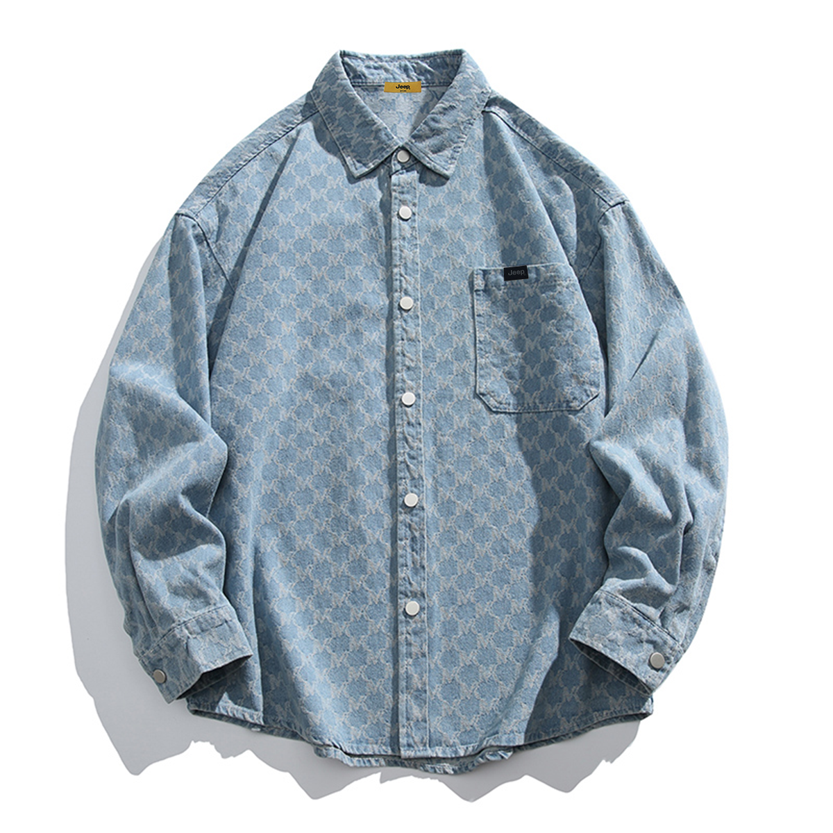 

Рубашка Unisex Lapel Moderate Denim Jeep, светло-синий