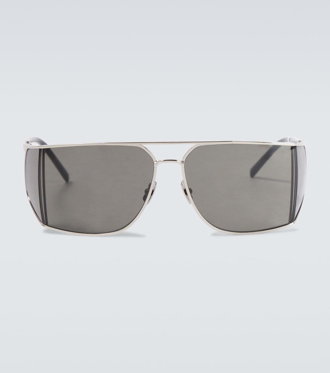 

Прямоугольные солнцезащитные очки Saint Laurent, Silver-Silver-Grey