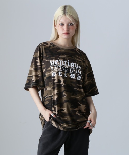 

L.H.P Футболка, камуфляжный принт, VENTIQUE, цвет хаки