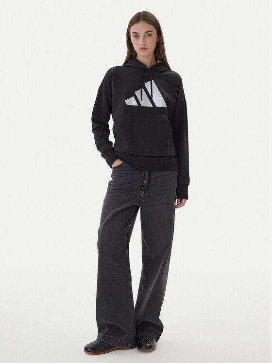 Свитшот regular fit Holiday Metallic Graphic JV8526 Adidas, черный — фото 2