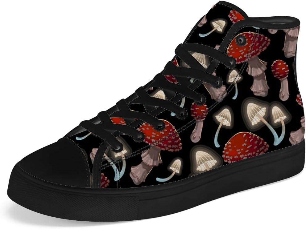 

Кеды Chebing для мужчин и женщин с высоким верхом в форме гриба, с высокими холщовыми шнуровками, повседневная обувь, подарок для мужчин и женщин, красный