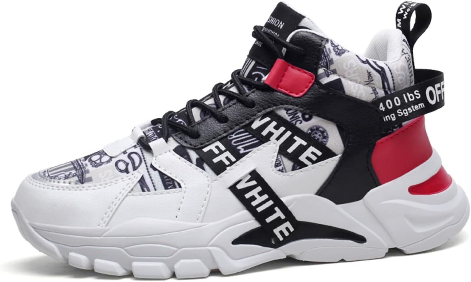 

Мужские высокие кеды - с флисовой подкладкой для тепла, с графическим принтом, с амортизирующей нескользящей подошвой, стильная обувь для повседневной носки/уличного стиля Khwfjas, красный