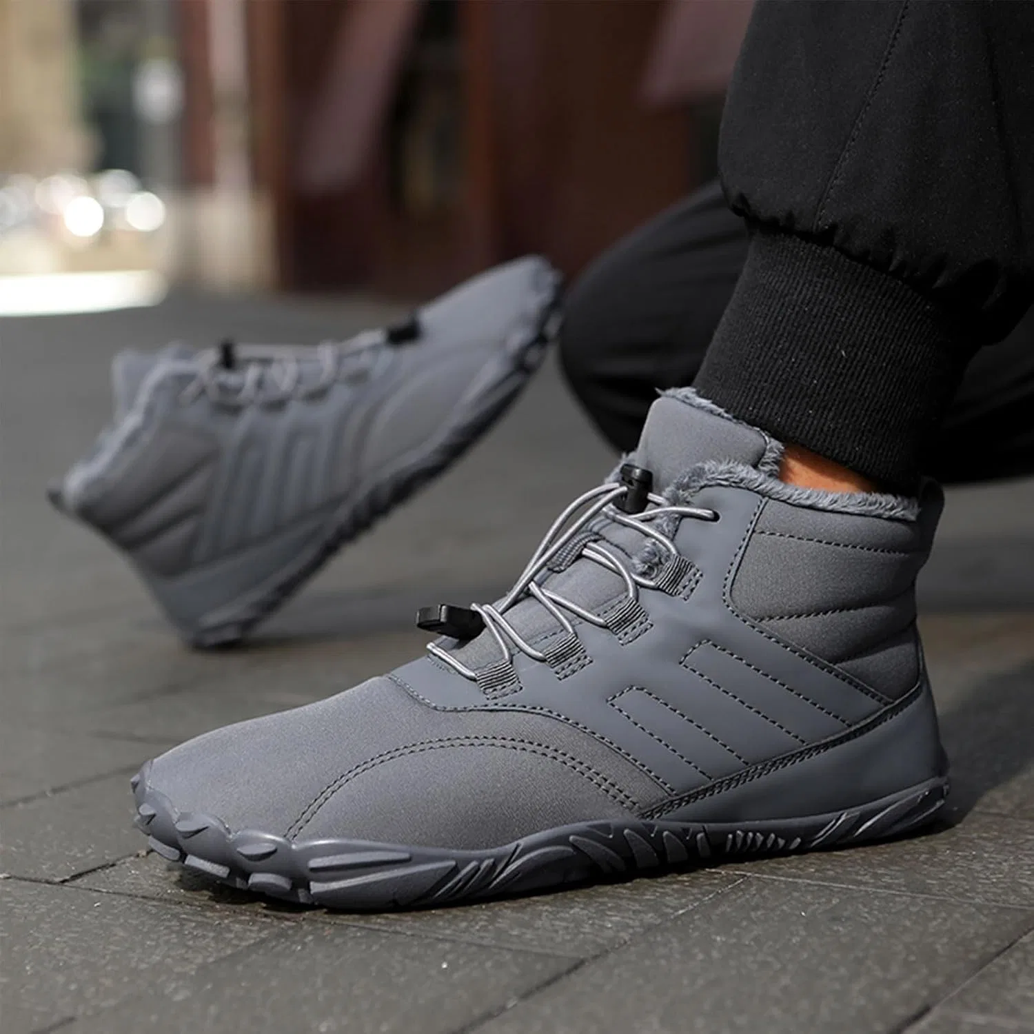Женские зимние ботинки Deedlite Barefoot Shoes с очень теплой подкладкой, мужские водонепроницаемые зимние ботинки для активного отдыха, B 902 Grey — фото 3