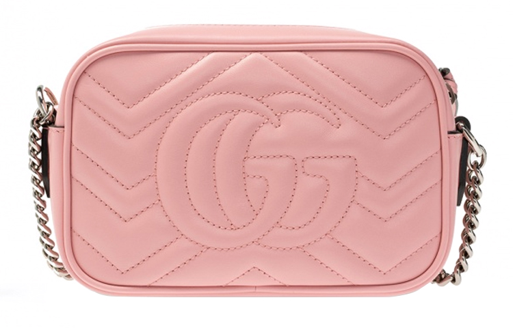 Миниатюрная сумка через плечо GUCCI Marmont в розовом цвете — фото 3