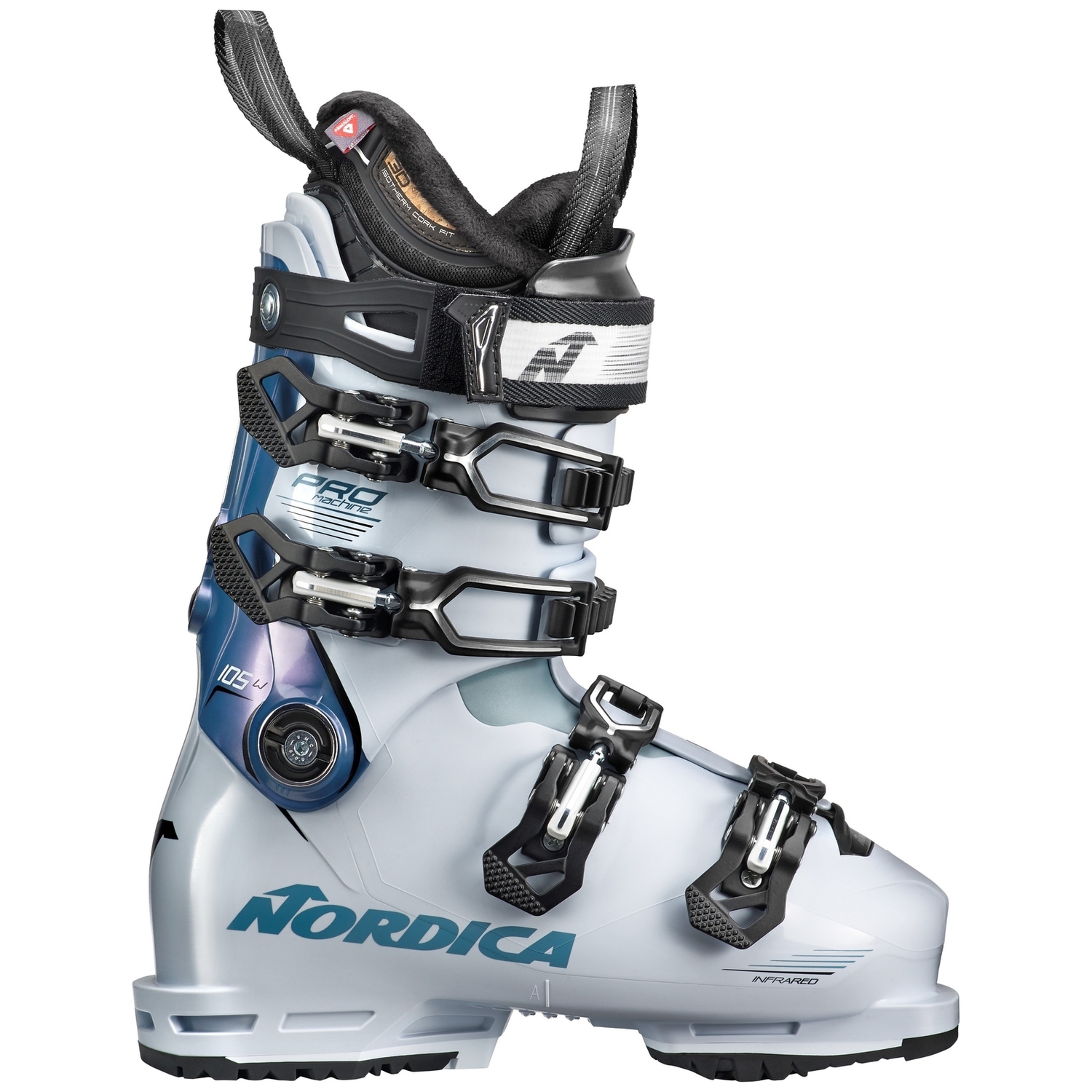 

Женские горнолыжные ботинки Nordica Pro Machine 105 W, белый/светло-голубой/черный