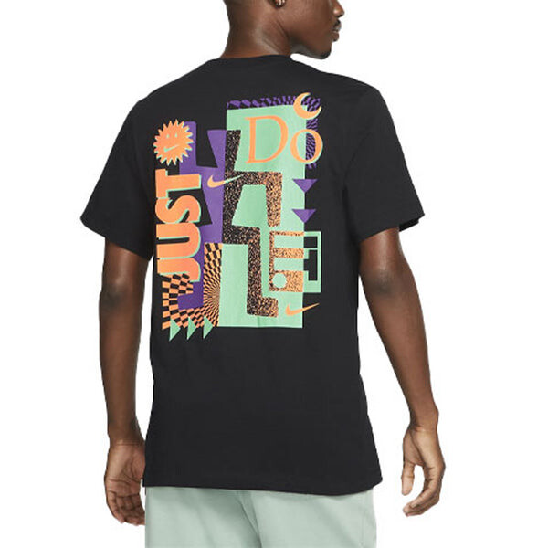 Футболка Men's Nike Contrasting Colors Large Logo Casual Sports Round Neck Short Sleeve Black T-Shirt, мультиколор — фото 4