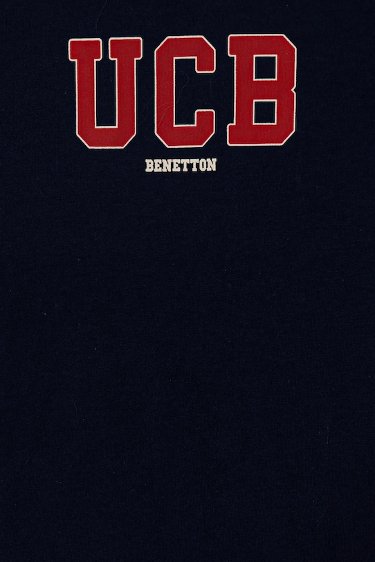 Детская хлопковая футболка United Colors Of Benetton, темно-синий — фото 3