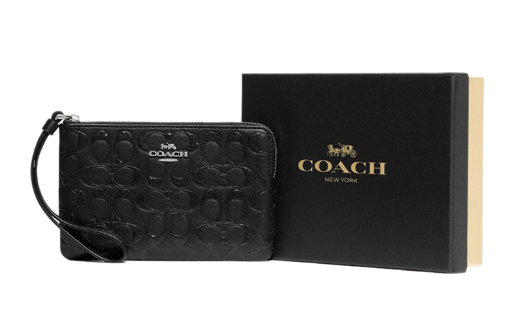 

COACH Кожаный кошелек для монет клатч маленький женский черный