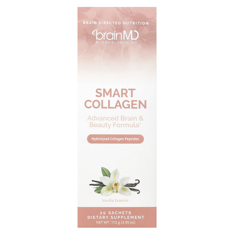 

BrainMD, Smart Collagen, ванильная эссенция, 20 пакетиков по 5,6 г