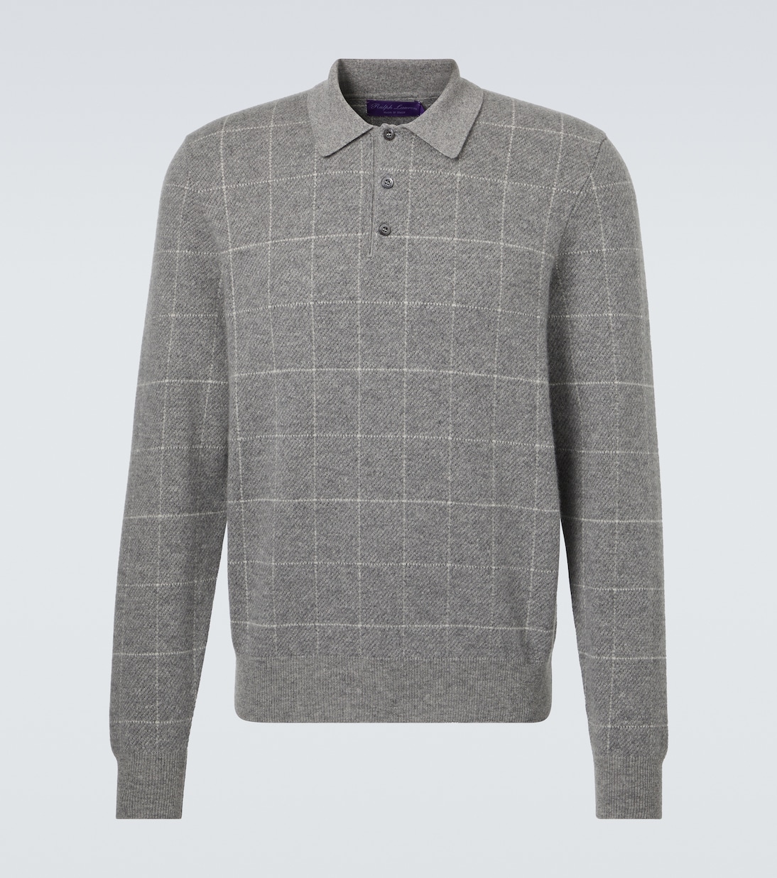 

Кашемировый поло свитер с узором "ёлочка" Ralph Lauren Purple Label, Grey Multi
