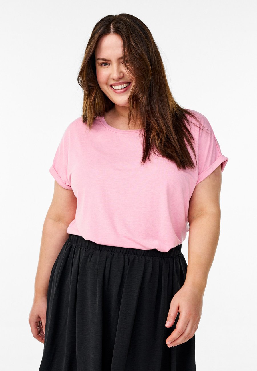 

Футболка Zizzi LOCKERES MIT RUNDHALSAUSSCHNITT, Bonbon Mélange/Light Pink, Розовый, Футболка Zizzi LOCKERES MIT RUNDHALSAUSSCHNITT, Bonbon Mélange/Light Pink