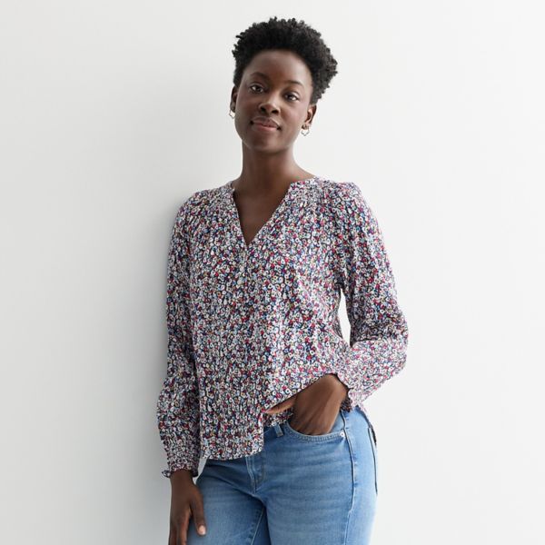 

Женская блузка с манжетами и сборками Henley Sonoma Goods For Life, цвет warm multi floral