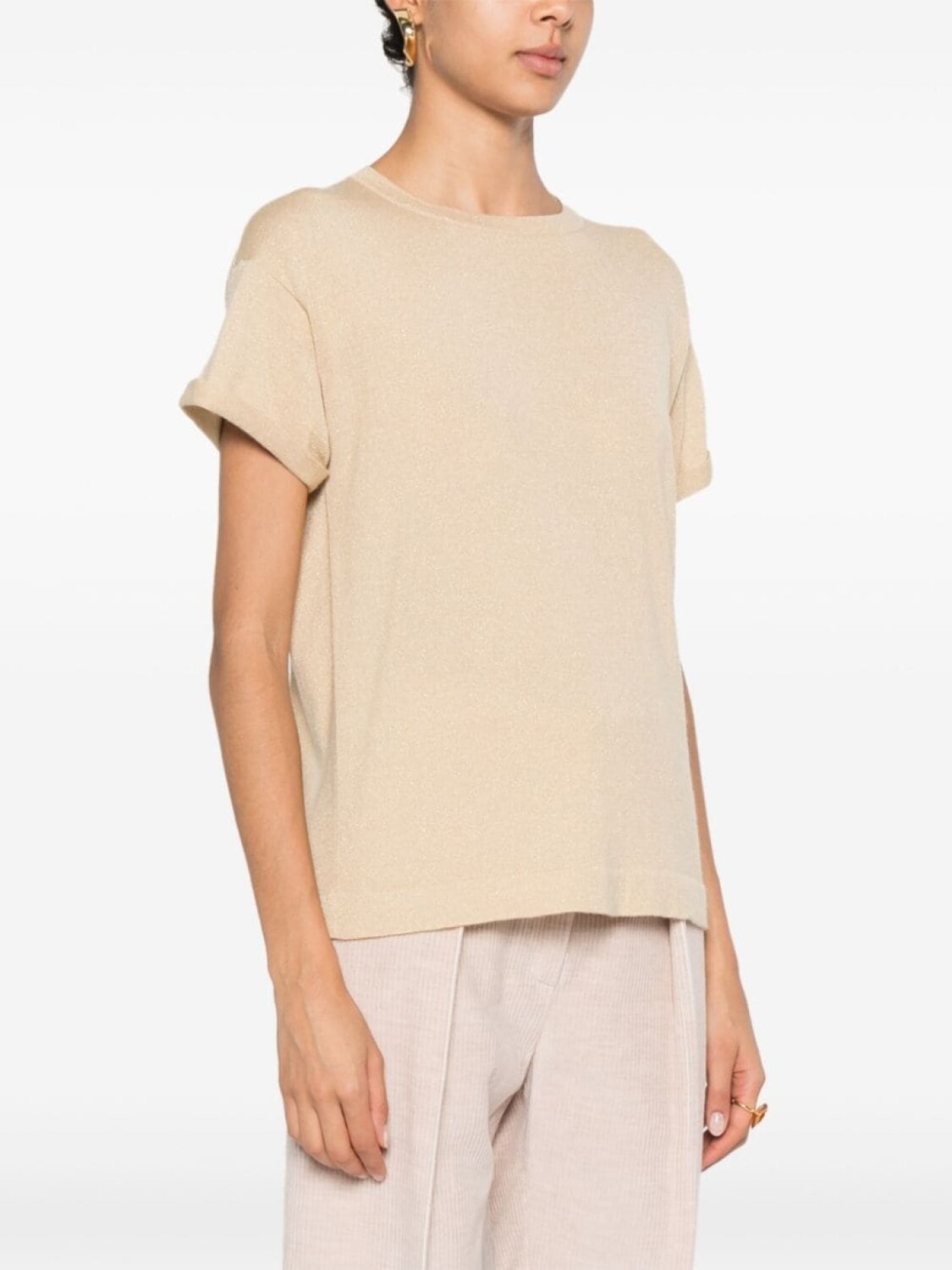 

Brunello Cucinelli футболка с эффектом металлик, нейтральный цвет