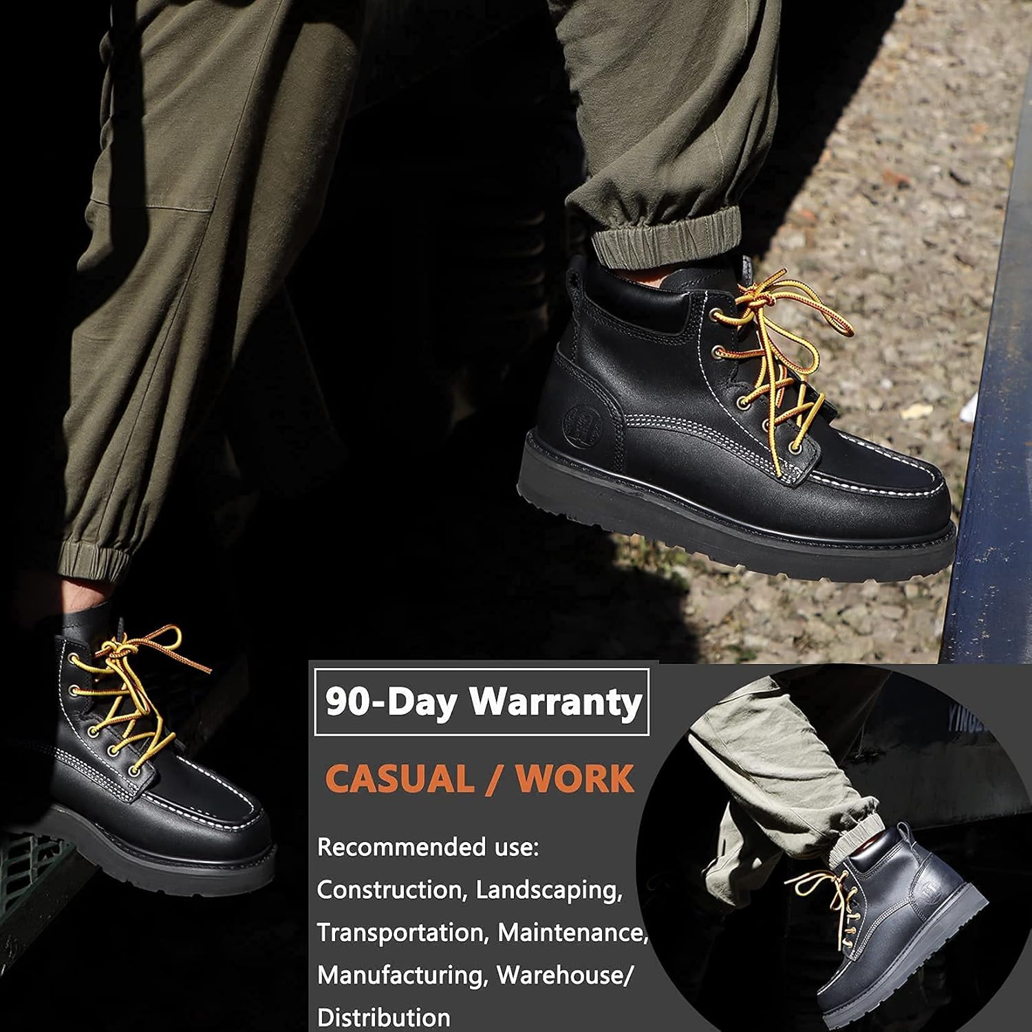 Ботинки CONRAD Men's Moc Toe Safety Work: 6 и 8 soft toe, композитный носок, водонепроницаемые, стойкие от скольжения, проколотные ботинки EH Safety, Ck304/Soft Toe — фото 2