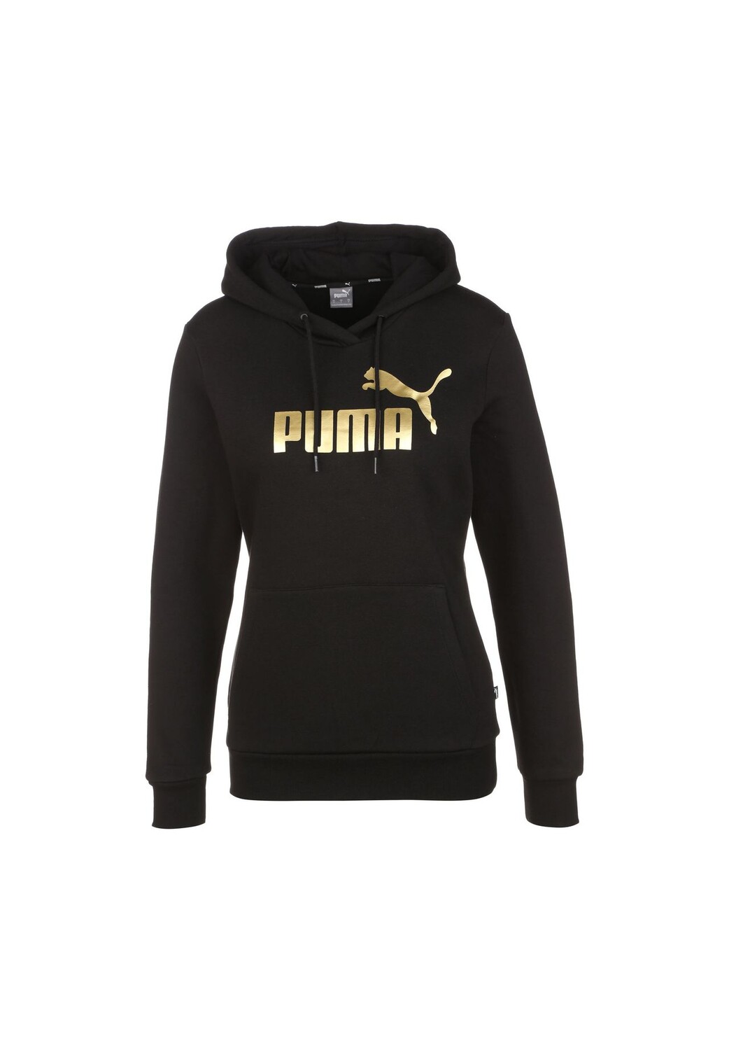 

Женская толстовка с металлическим логотипом ESS+ PUMA, цвет Schwarz / Gold
