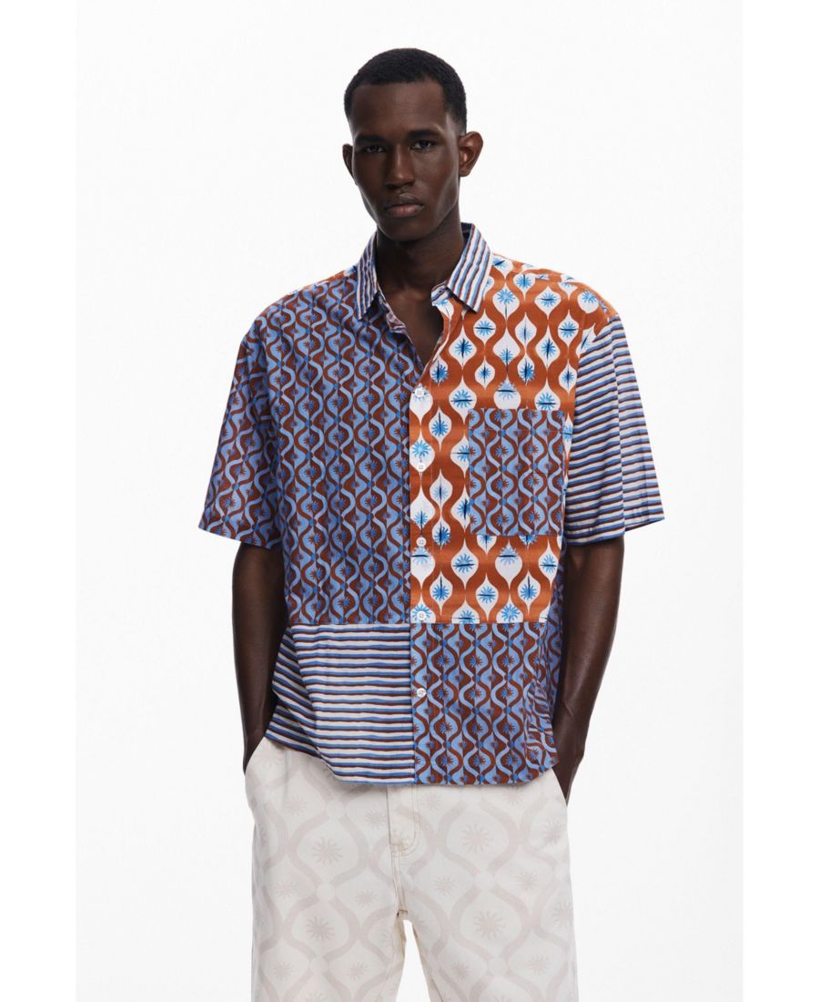 

Мужская рубашка с коротким рукавом и изображением солнца Desigual, Blue