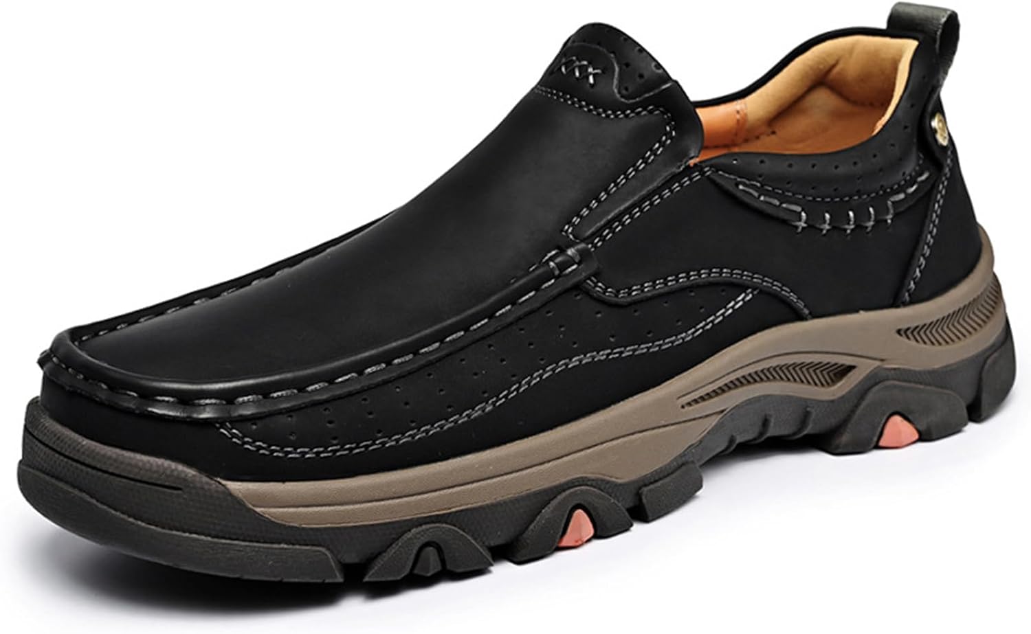 

Мужские кожаные туфли-лоферы без шнурков, низкие, противоскользящие, водонепроницаемые, дышащие, удобные для бизнеса, свадьбы, путешествий, вождения и прогулок Generic, черный