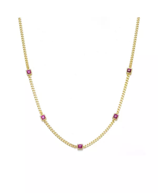 

Цепочка-Колье с покрытием из 14-каратного золота и красными квадратными акцентами Rachel Glauber, red