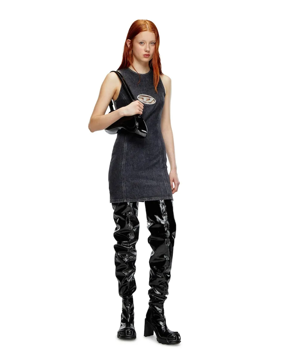 

Короткое джинсовое платье с логотипом Diesel, черный