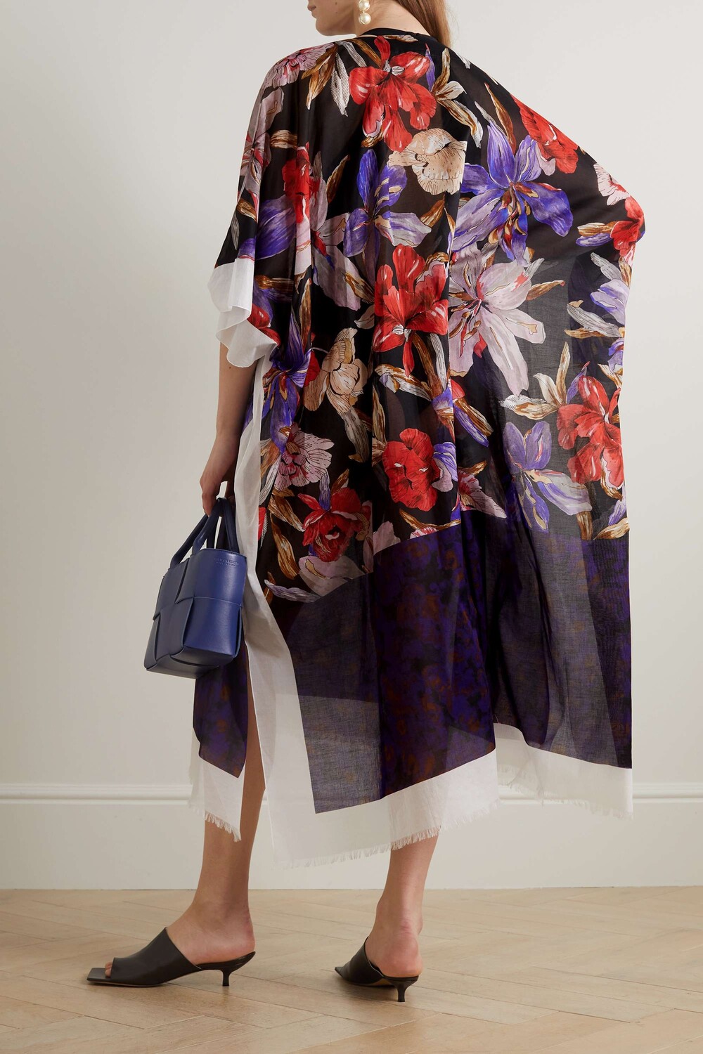

DRIES VAN NOTEN Кафтан из хлопка и вуали с цветочным принтом, красный