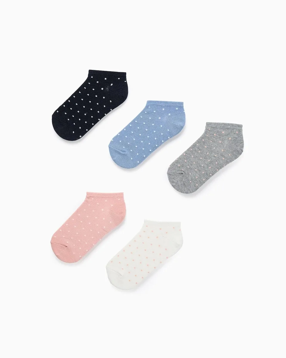 

Набор из 5 детских носков для девочки в горошек из трикотажа Zippy, мультиколор