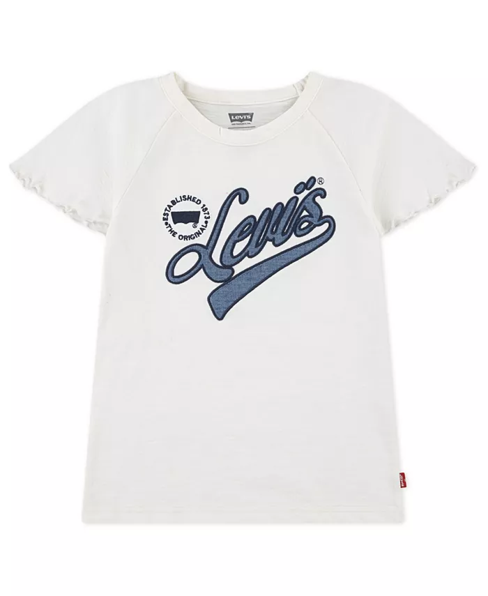 

Футболка с регланными рукавами и воланами для девочек постарше Big Girls Flounce Levi's, белый
