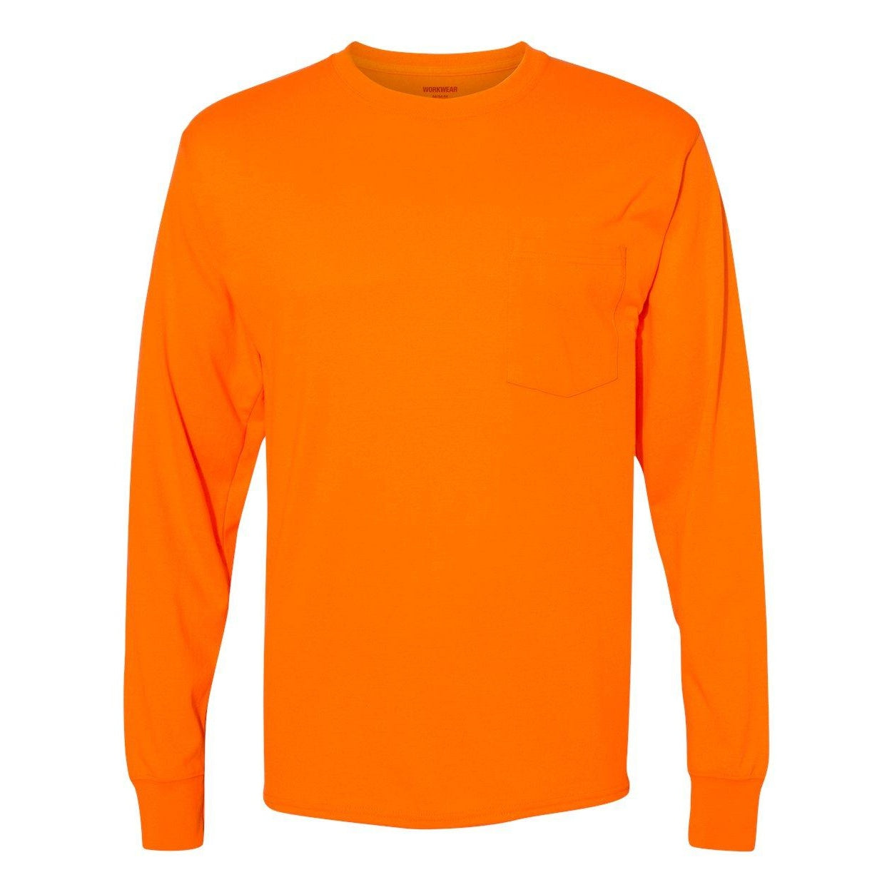 

Футболка Hanes Workwear с длинным рукавом и карманом, цвет safety orange