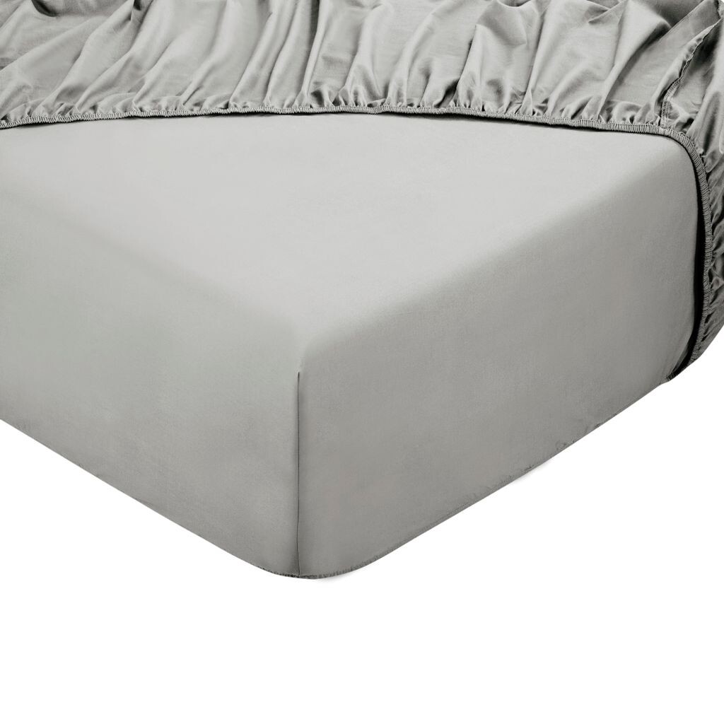 

Простыня DoubleDry 140x200см - 100% хлопок - простыня на подгонке - сертификат Oeko-Tex - планка 28см - светло-серый