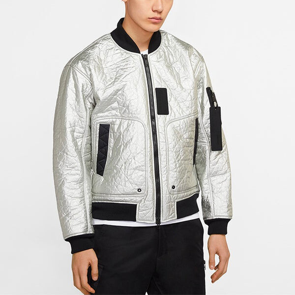 Куртка Air Jordan 23 Engineered MA-1 Zipper Sports Stay Warm Jacket Silver White, белый — фото 3