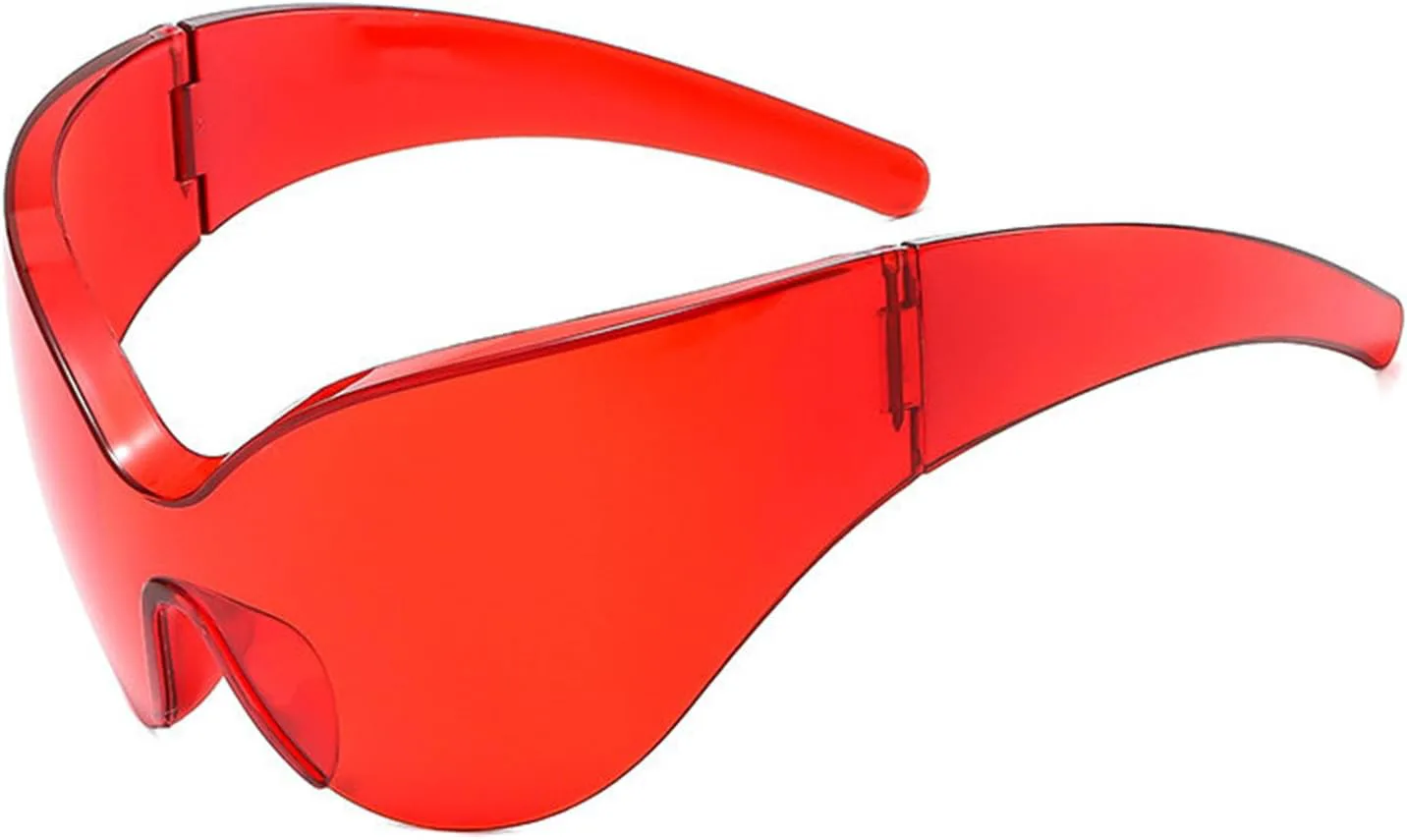 

Солнцезащитные очки Helena Y2K серебристого цвета для женщин, без оправы, солнцезащитные очки-щитки, обтекаемой формы, большие модные эстетичные очки, Red