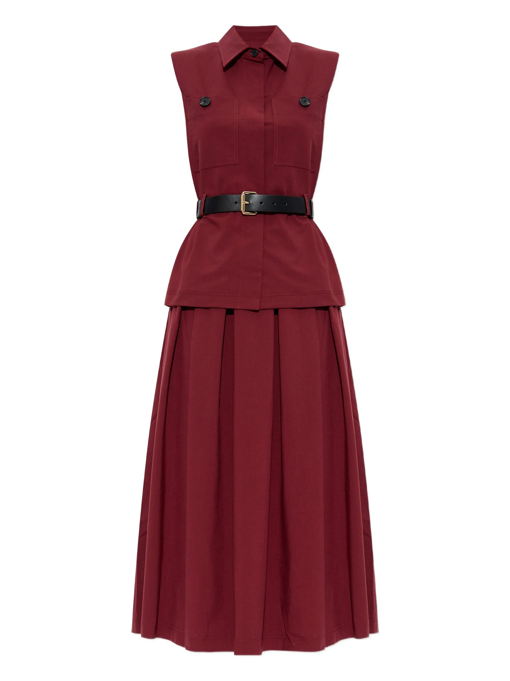 

Плиссированное платье с поясом Self-Portrait, красный