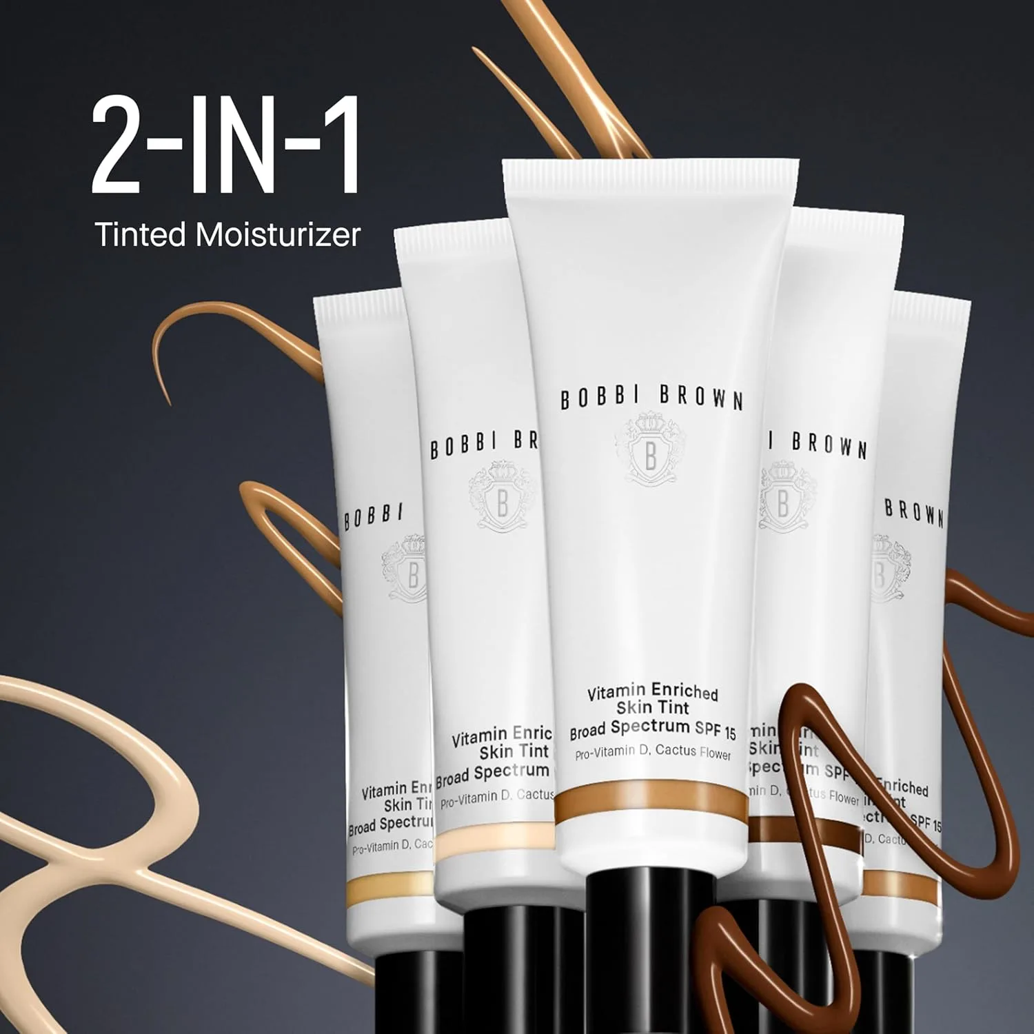 Тонирующий крем Bobbi Brown Vitamin Enriched Skin Tint SPF 15 | Тонирующий крем с широким спектром защиты от солнца | Увлажняющий тонирующий крем | Витамины B, C и E, 45 мл, 13 Deep 2 (Deep Neutral) — фото 3