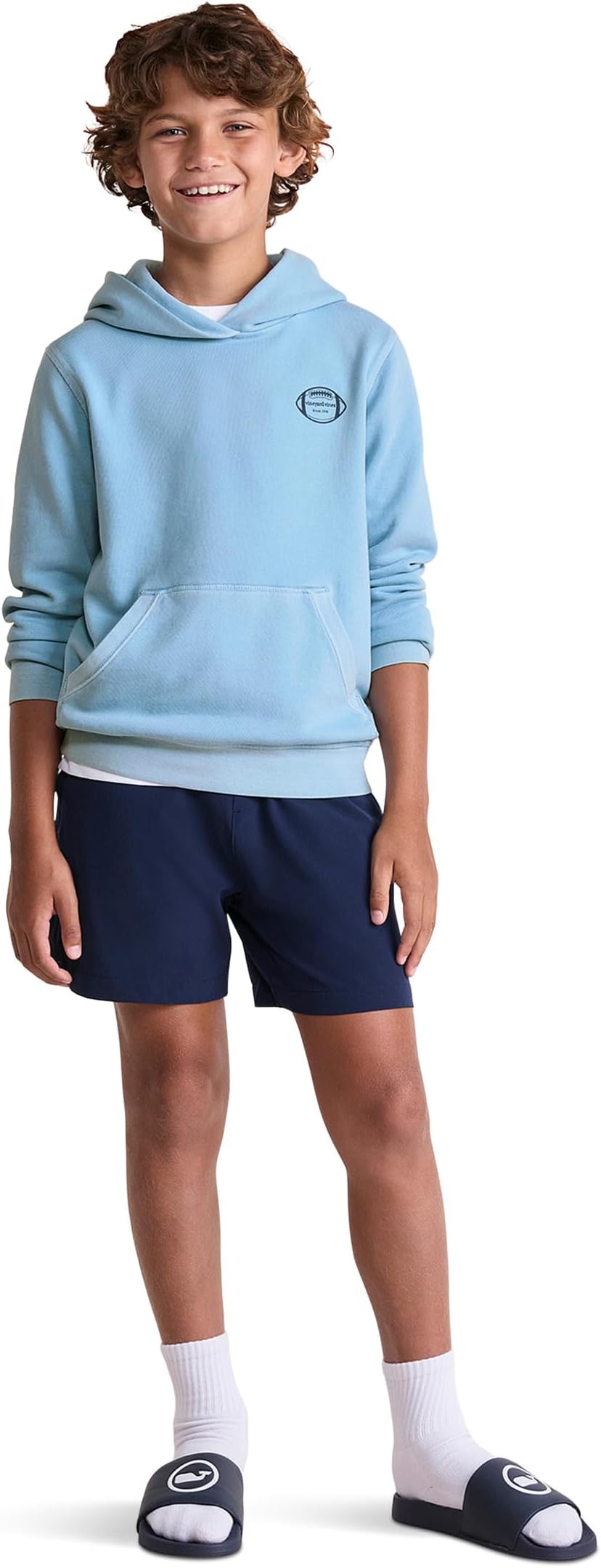 Худи Vineyard Vines Kids Surf Terry Football Graphic Hoodie, цвет Jake Blue — фото 3