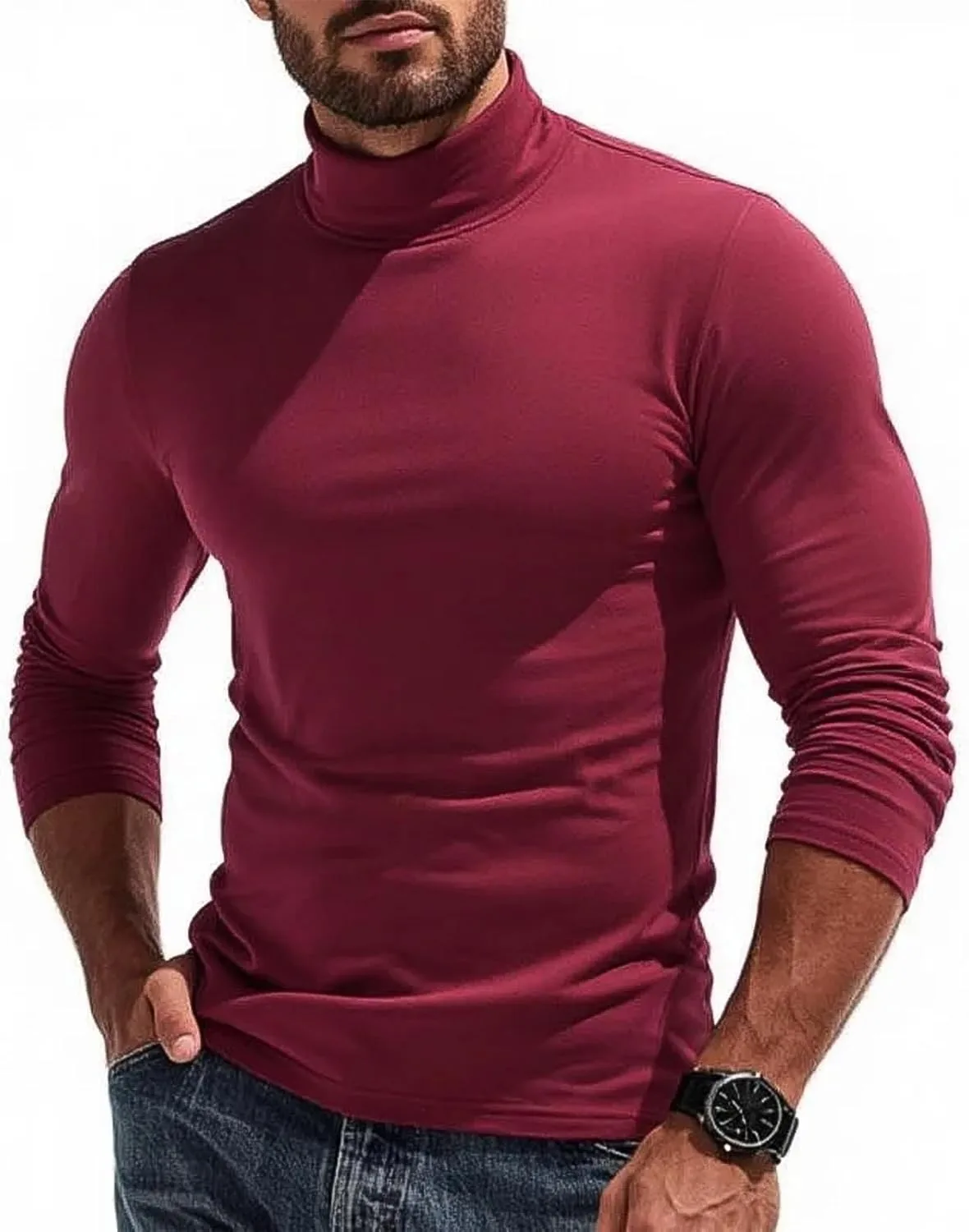 

Мужская водолазка Casual Slim Fit с длинным рукавом FQZWONG