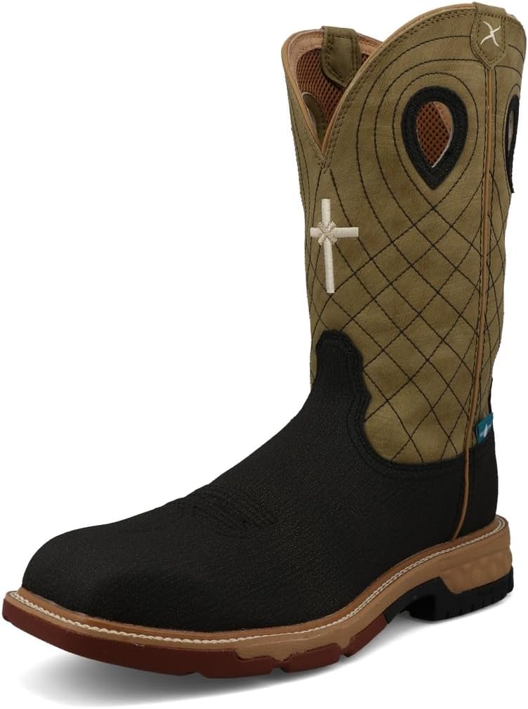 

Ботинки Twisted X Men's 12 с мягким носком вестерн для работы, Charcoal & Kiwi