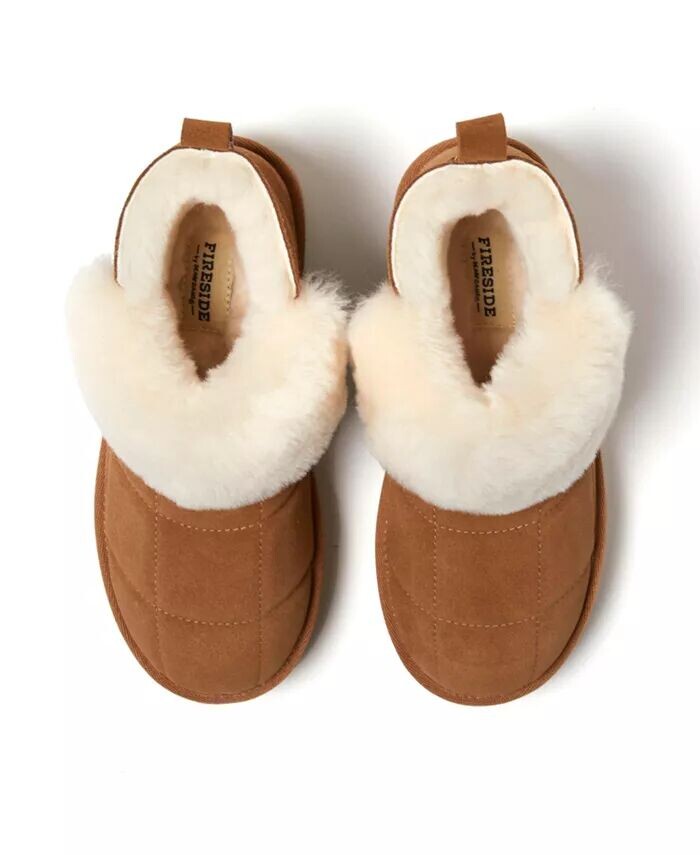 Ботильоны Fireside by Bayswater из натуральной овчины на платформе с стеганым узором Dearfoams, коричневый — фото 4