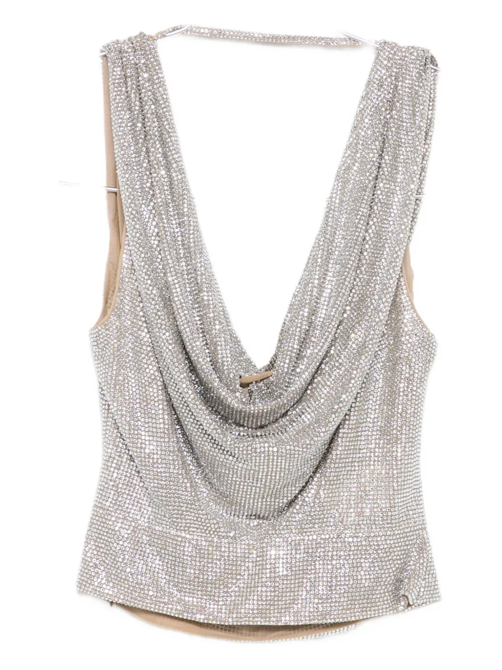 

Топ с драпированным вырезом и отделкой Giuseppe Di Morabito, серебряный