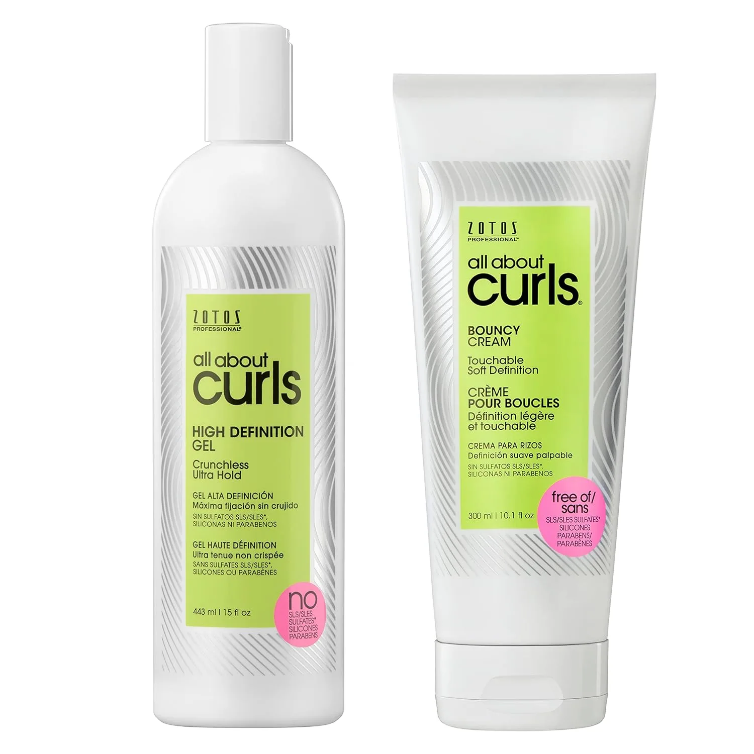 ALL ABOUT CURLS High Definition Gel для укладки кудрявых волос, без спирта, увлажняет, определяет и улучшает текстуру, уменьшает пушистость и усиливает блеск, ультрафиксация без хруста, веганский, без сульфатов и парабенов 742 мл (2 шт.)