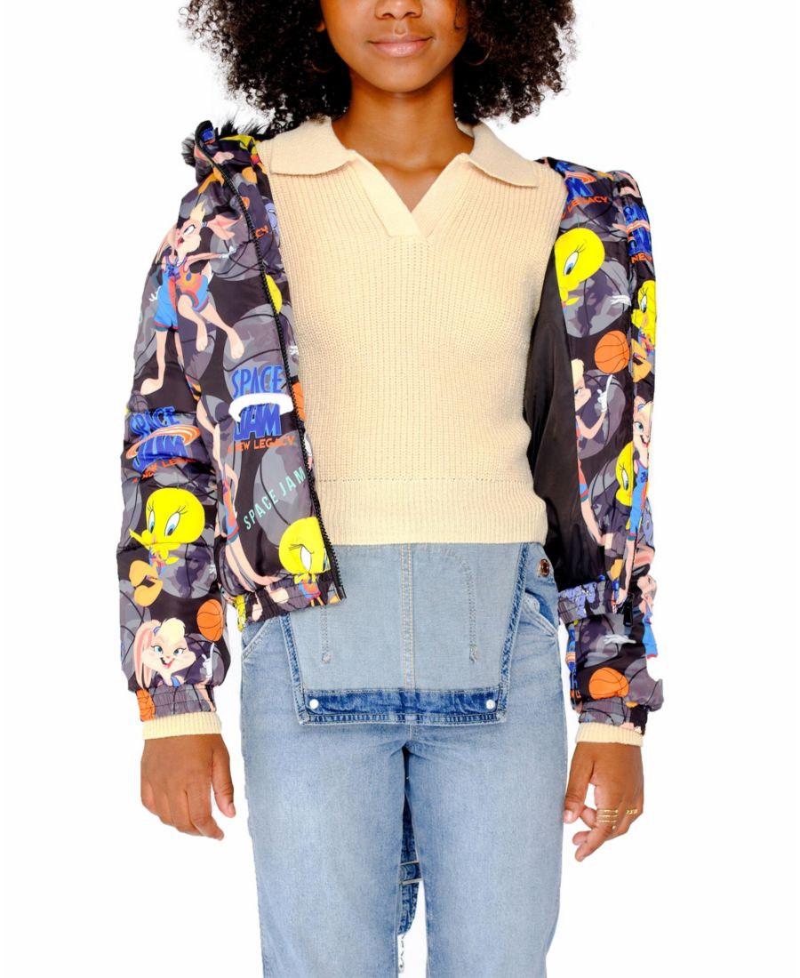 Детская толстая стеганая куртка-пуховик в стиле New Looney Mash Jacket Members Only, Black — фото 2