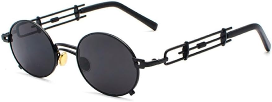 

Панк-очки овальной формы красного цвета для мужчин, металлическая черная оправа, хип-хоп, винтажные маленькие солнцезащитные очки, аксессуары в стиле стимпанк VFDHN, 1 Black Grey