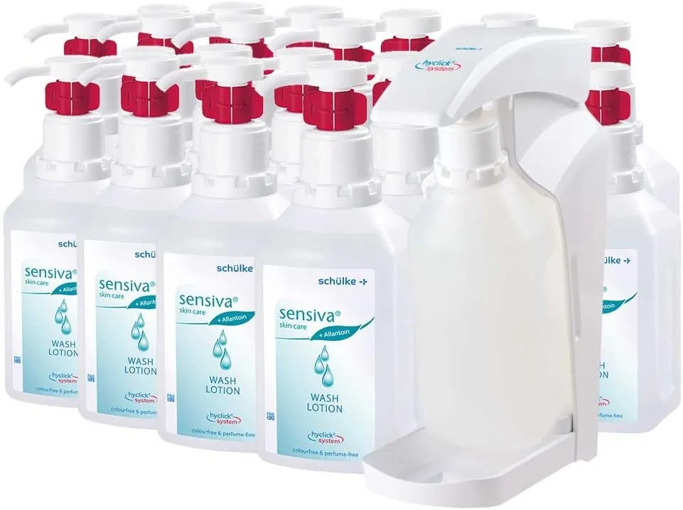 Набор Schülke Sensiva Wash Lotion Hyclick: 20 бутылок по 500 мл и 1 диспенсер Schülke