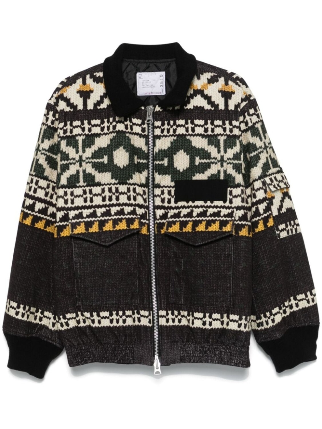 

Sacai куртка с принтом fair isle, нейтральный цвет