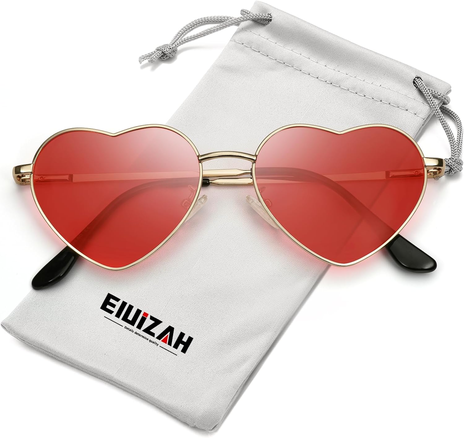 

Поляризованные солнцезащитные очки Eiuizah в форме сердца для женщин и мужчин - милые, модные солнцезащитные очки с металлической оправой и линзами с защитой UV400, Gold Frame/Red Lenses