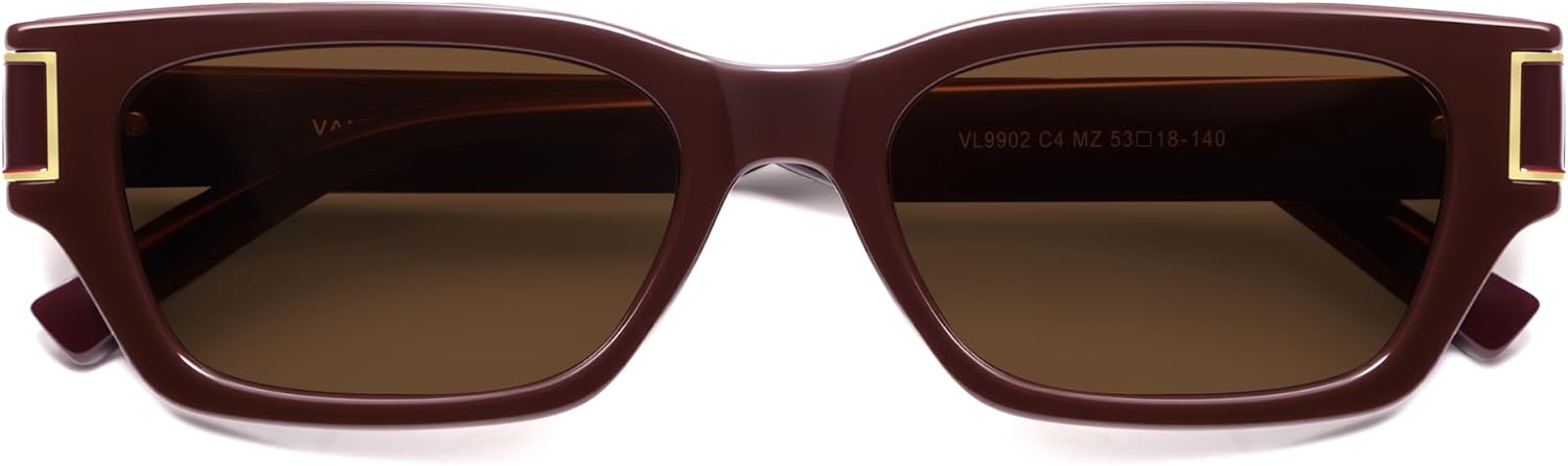 

Поляризованные солнцезащитные очки VANLINKER 2026 в стиле «кошачий глаз», модные, маленькие, квадратные, ретро, ​​рейв, прямоугольные, VL9902, Burgundy Frame Brown Lens