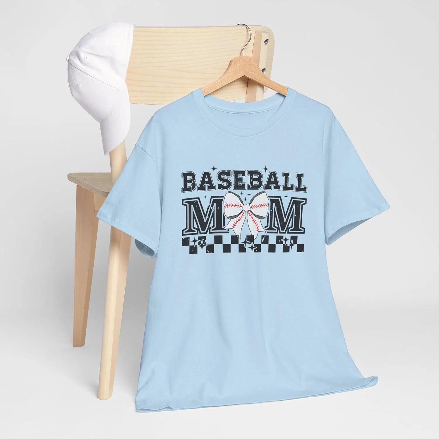 Футболка Baseball Mom для спортивных мам, мягкая хлопковая майка, повседневная одежда для игровых дней, уникальная спортивная одежда GENERIC, светло-голубой — фото 3
