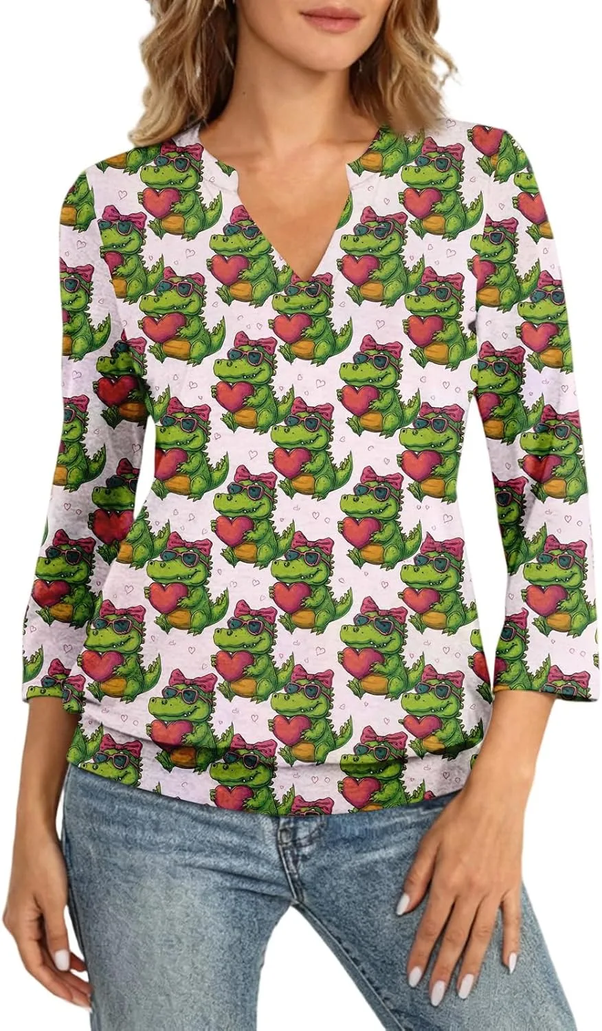 

Женская блузка 3/4 рукава plus size с v-образным вырезом и пуговицами