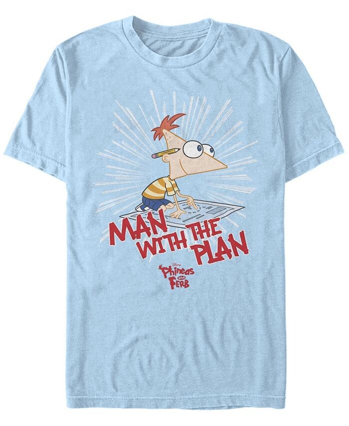 

Мужская футболка с коротким рукавом Phineas and Ferb The Plan Man Fifth Sun, синий